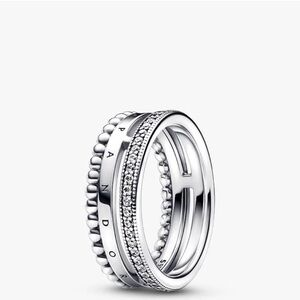 Pandora Pandora Signature Logo Pavé & Beads Ring *NEW*